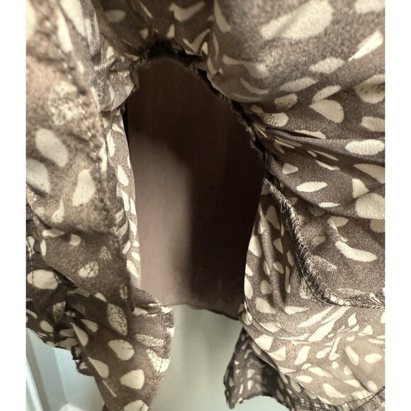 NWOT Buddy Love Dalmation Print Balloon Sleeve Brown Ruffle Dress Women’s Size M - Picture 7 of 11